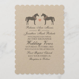 Invitación a la boda de caballos rosas y grises
