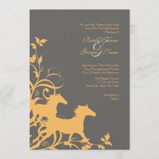 Invitación a la boda de caballos salvajes amarillo