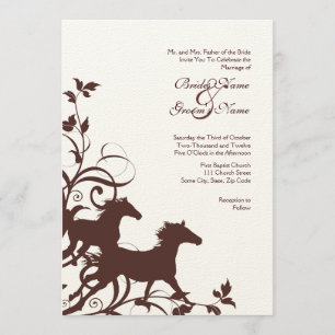 Invitación a la boda de caballos salvajes marrones