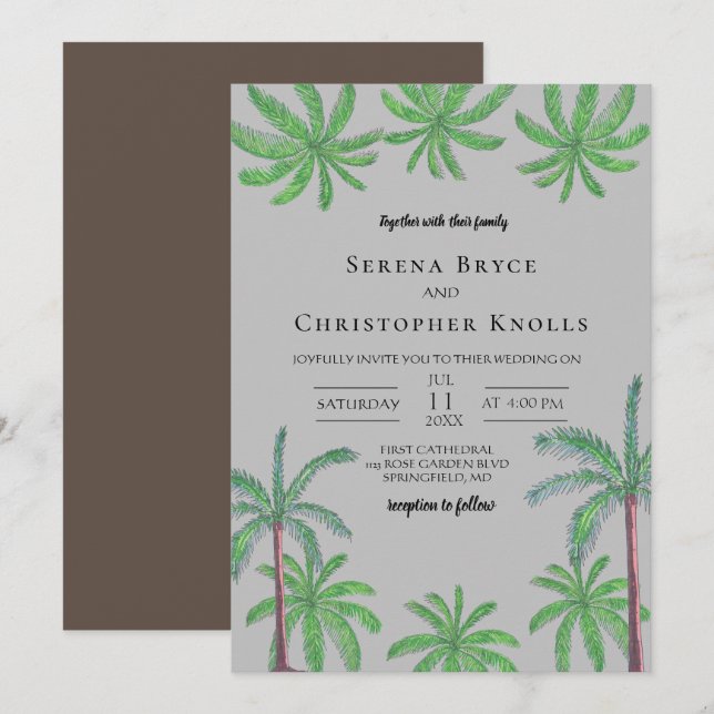Invitación a la boda de Cabana Coconut Grove (Anverso / Reverso)
