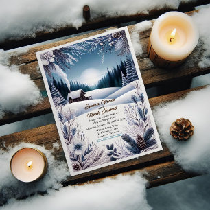 Invitación a la boda de cabinas de invierno rústic