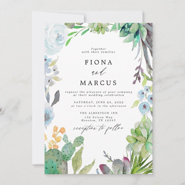 Invitación a la boda de Cactus (Anverso)