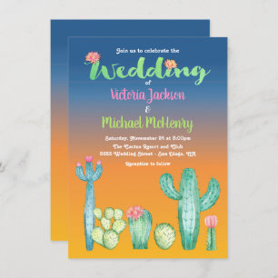 Invitación a la boda de Cactus del desierto del at
