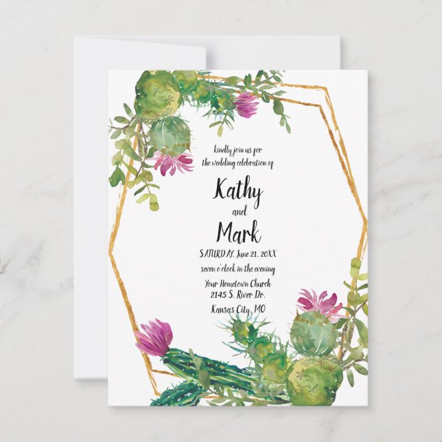 Invitación a la boda de Cactus en el desierto (Anverso)