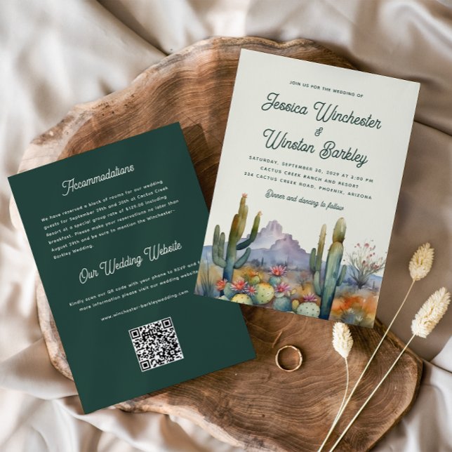 Invitación a la boda de Cactus en el desierto verd (Subido por el creador)