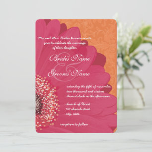 Invitación a la boda de Cal Rosado Gerber Daisy