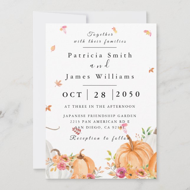 Invitación a la boda de calabaza (Anverso)
