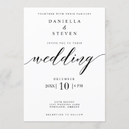 Invitación a la boda de caligrafía de guión clásic