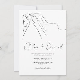 Invitación a la boda de caligrafía elegante minima