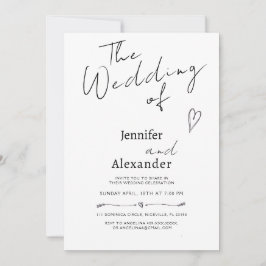 Invitación a la boda de caligrafía moderna minimal