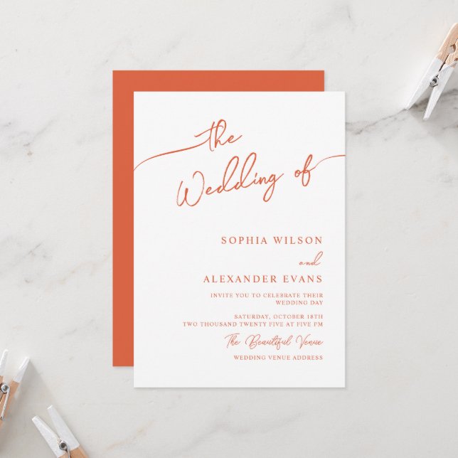 Invitación a la boda de caligrafía moderna minimal (Anverso/Reverso In Situ)
