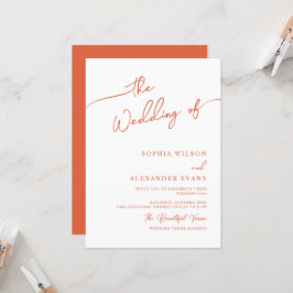 Invitación a la boda de caligrafía moderna minimal