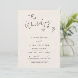 Invitación a la boda de caligrafía moderna minimal