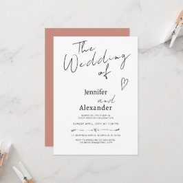 Invitación a la boda de caligrafía moderna minimal