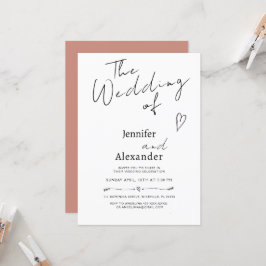 Invitación a la boda de caligrafía moderna minimal