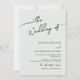 Invitación a la boda de caligrafía moderna minimal