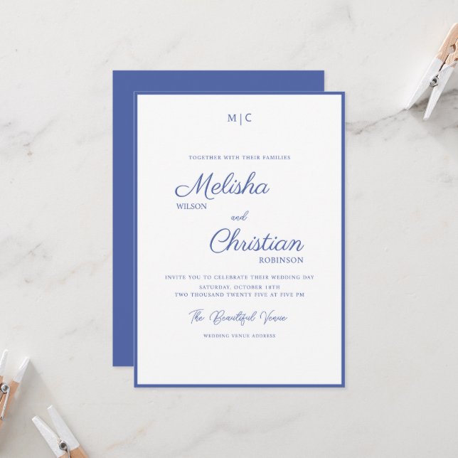 Invitación a la boda de caligrafía moderna minimal (Anverso/Reverso In Situ)