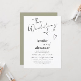Invitación a la boda de caligrafía moderna minimal