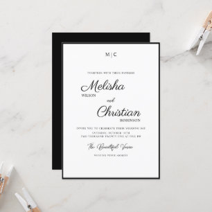 Invitación a la boda de caligrafía moderna minimal