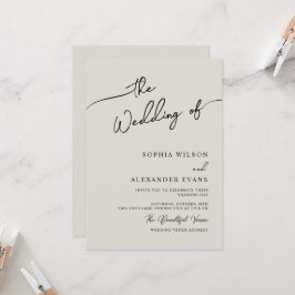 Invitación a la boda de caligrafía moderna minimal