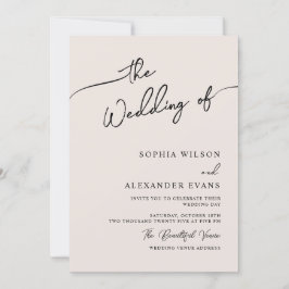 Invitación a la boda de caligrafía moderna minimal