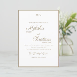 Invitación a la boda de caligrafía moderna minimal