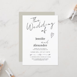Invitación a la boda de caligrafía moderna minimal