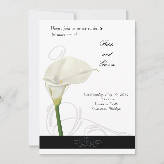 Invitación a la boda de Calla Lily (Anverso)
