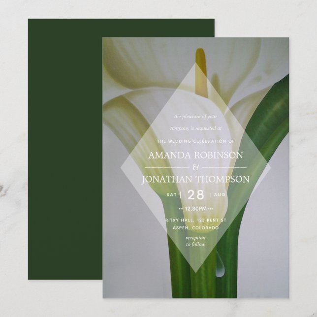Invitación a la boda de Calla Lily Floral Spring (Anverso / Reverso)