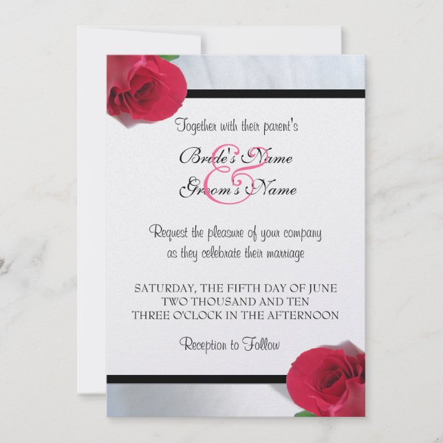 Invitación a la boda de Calla Lily/Rosa (Anverso)