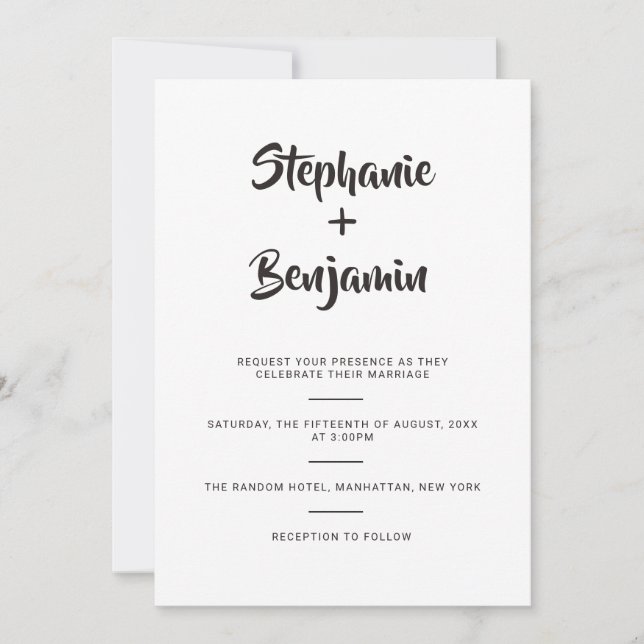 Invitación a la boda de calligrafía de pincel simp (Anverso)