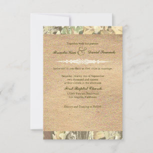Invitación a la boda de Camo Burlap