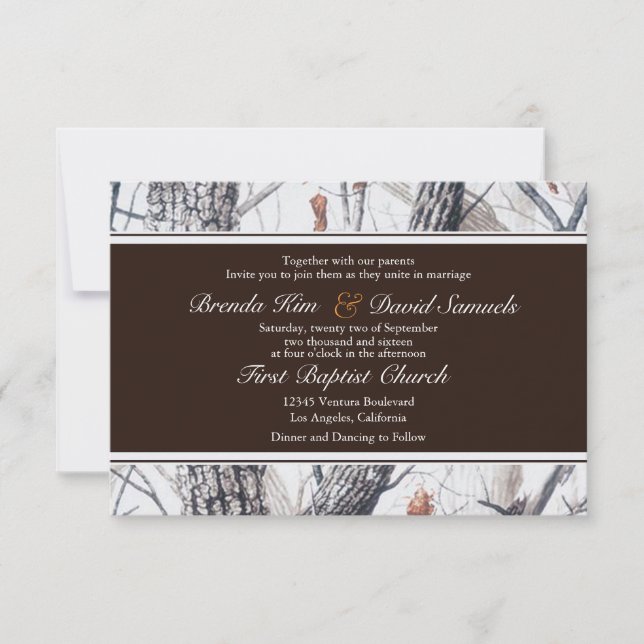 Invitación a la boda de Camo Invierno (Anverso)