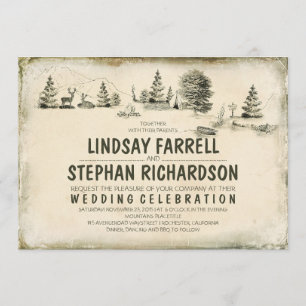 Invitación a la boda de camping en Ilustracion de