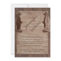 Invitación a la boda de campo de Barn Wood Bears