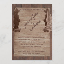 Invitación a la boda de campo de Barn Wood Bears