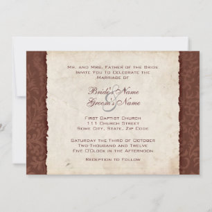 Invitación a la boda de campo de chocolate marrón