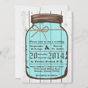 Invitación a la boda de campo de mason Jar Wash Wa