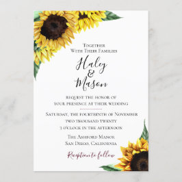 Invitación a la boda de campos de girasol