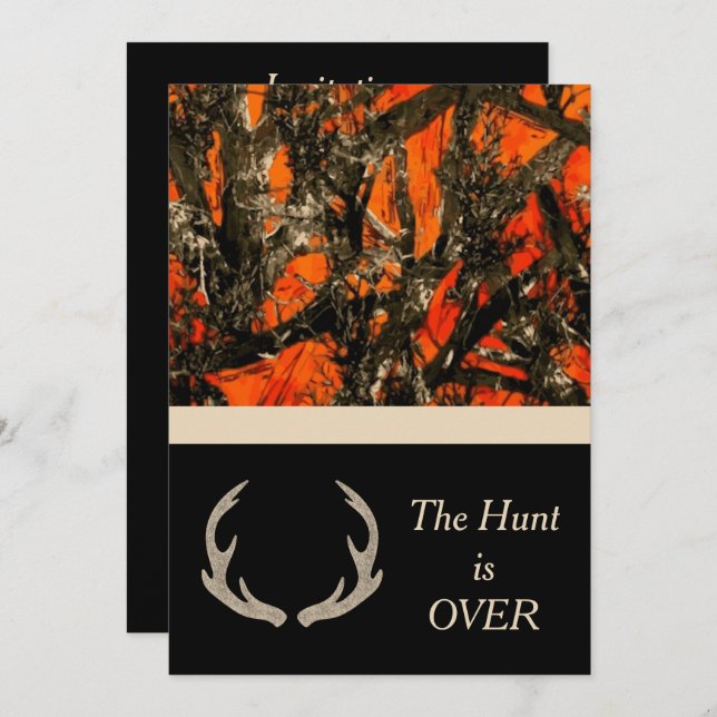 Invitación a la boda de camuflaje con cuernos de c (Anverso / Reverso)