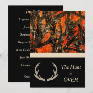 Invitación a la boda de camuflaje con cuernos de c