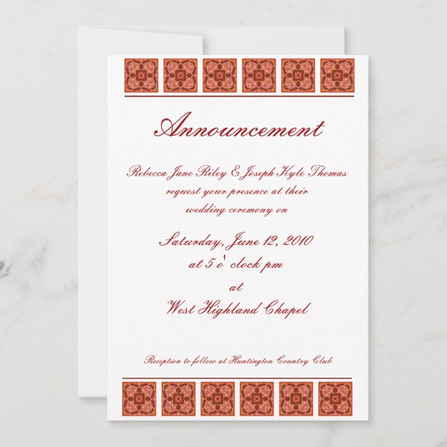 Invitación a la boda de canela (Anverso)