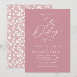 invitación a la boda de canela rosa script