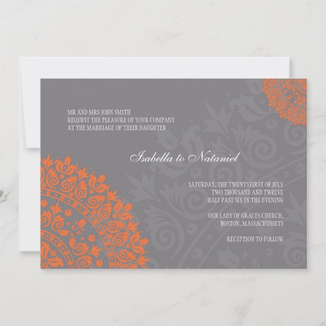 Invitación a la boda de carbón vegetal gris y Nara (Anverso)