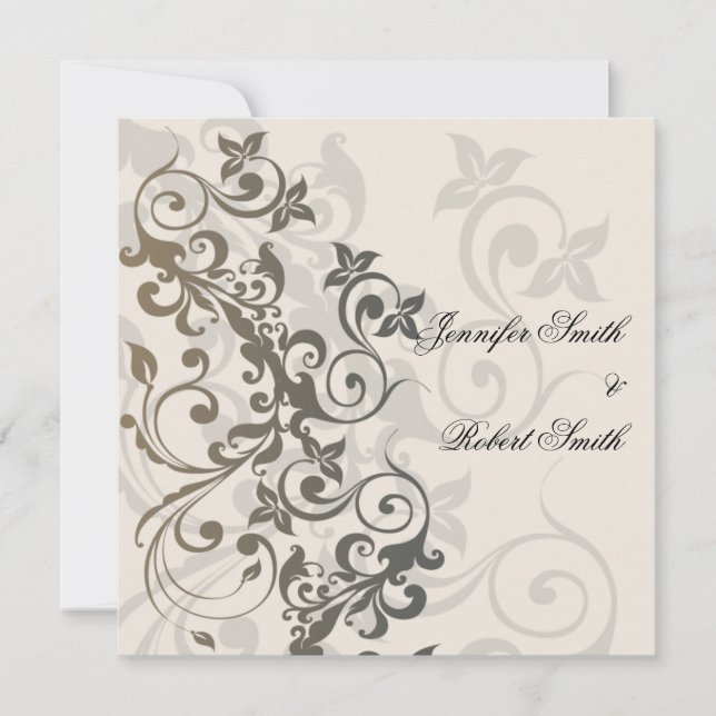 Invitación a la boda de carbón vegetal y filigrano (Anverso)