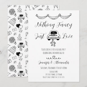 Invitación a la boda de caricaturas dibujadas a ma