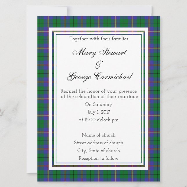 Invitación a la boda de Carmichael Scottish (Anverso)