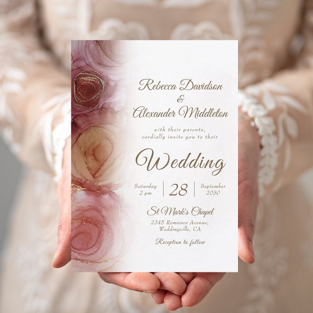 Invitación a la boda de carmín oscuro floral moder (Subido por el creador)