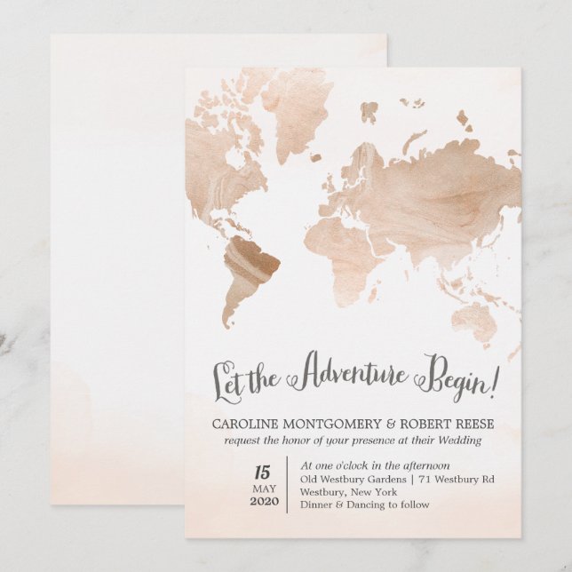 Invitación a la boda de casamiento en el mapa de m (Anverso / Reverso)