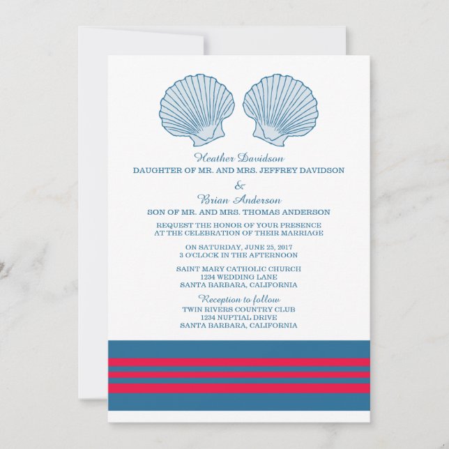 Invitación a la boda de cascos azules rojos (Anverso)